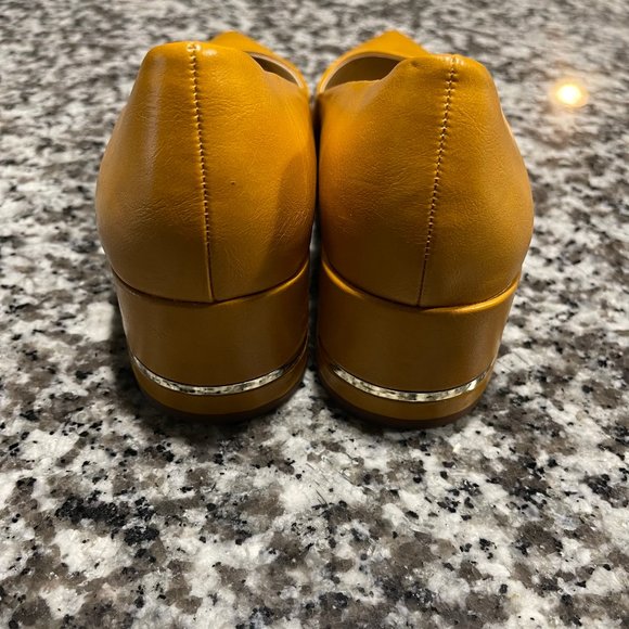 Zara Orange Tan Wide Heeled Pumps Sz. 39 - Picture 4 of 8